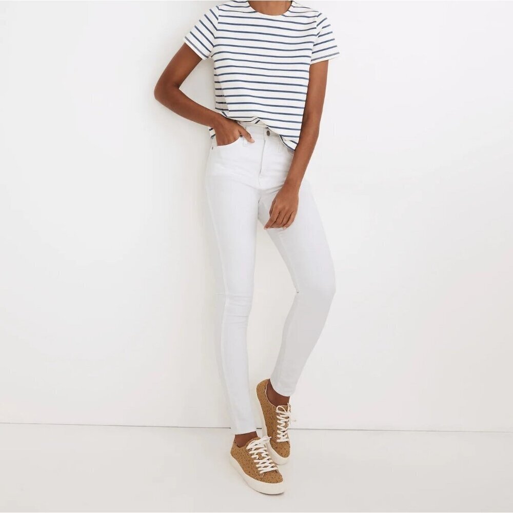 Madewell 10" High-Rise Skinny White Jeans Denim Stretch Pure White Womens 26